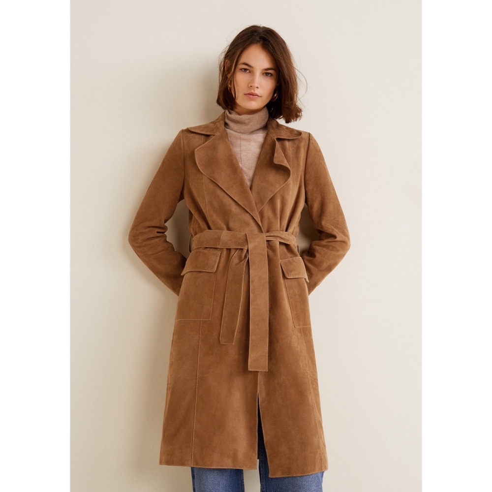 MNG Genuine Suede Trench Coat